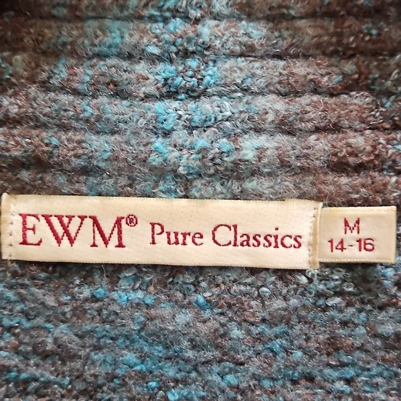 Edinburgh Woolen Mill Green Wool Full Zip Jacket Sz Med